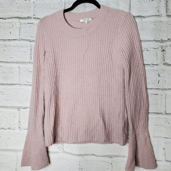 Madewell ruffle cuff pullover sweater pink soft comfortable size small - Picture 1 of 7